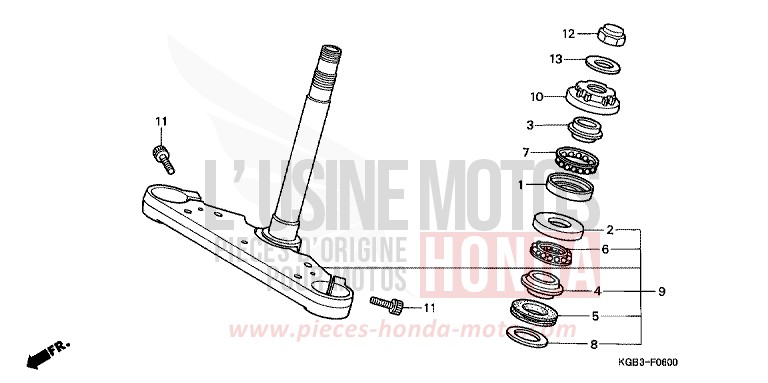 STEERING STEM for Shadow VT125C FUTURE GRAY METALLIC (NH398) from 1999